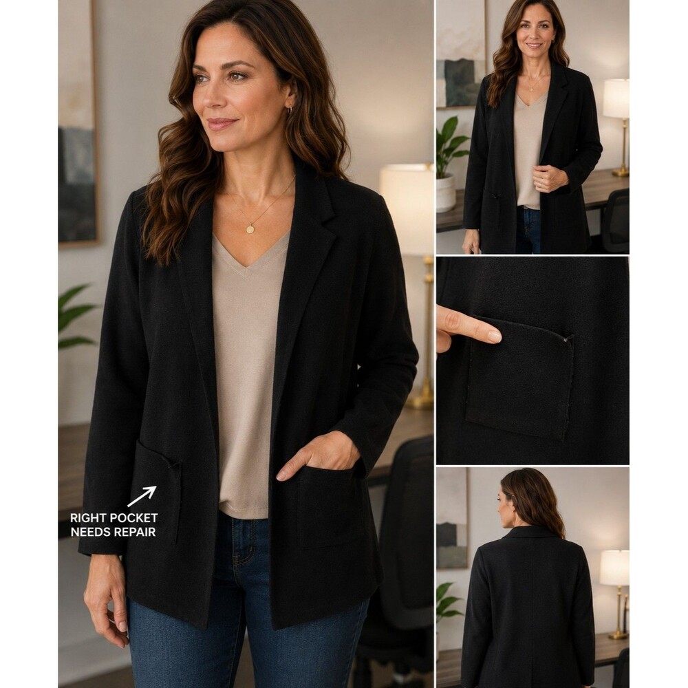 Vila Milano Womens Large Black Open Sweater Blazer